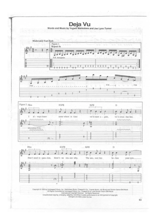 Yngwie Malmsteen Deja Vu score for Guitar