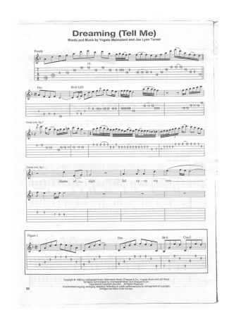 Yngwie Malmsteen Dreaming (Tell Me) score for Guitar
