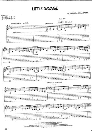Yngwie Malmsteen Little Savage score for Guitar