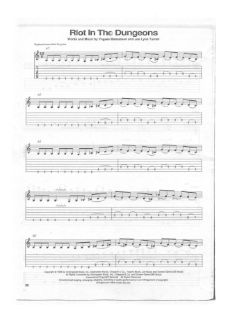 Yngwie Malmsteen Riot In The Dungeons score for Guitar