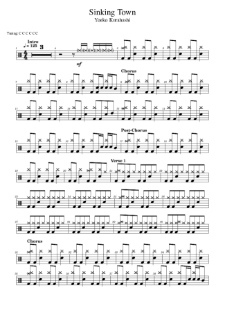 Yoeko Kurahashi Sinking Town score for Drums