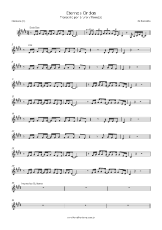 Zé Ramalho Eternas Ondas score for Clarinet (C)