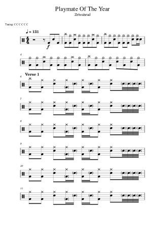 Zebrahead Playmate Of The Year score for Drums