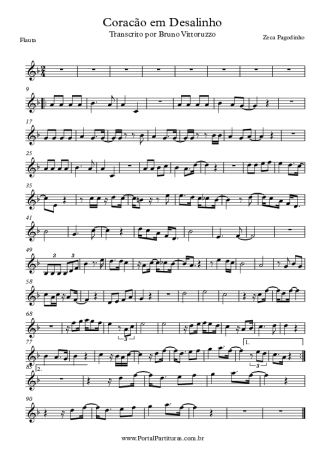 Zeca Pagodinho Coração em Desalinho score for Flute