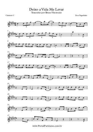 Zeca Pagodinho Deixa a Vida Me Levar score for Clarinet (C)