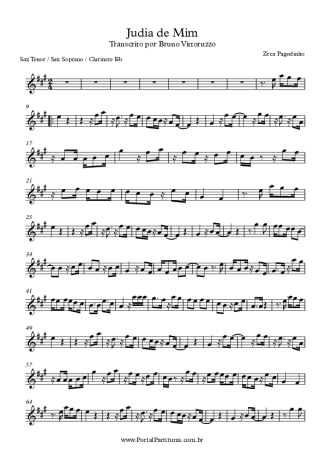 Zeca Pagodinho Judia de Mim score for Tenor Saxophone Soprano (Bb)