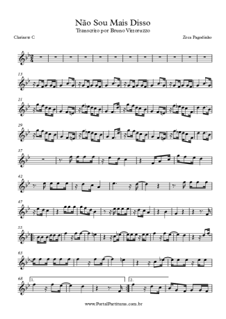 Zeca Pagodinho Não Sou Mais Disso score for Clarinet (C)