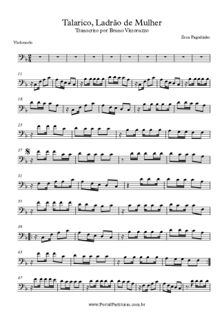 Zeca Pagodinho Talarico, Ladrão de Mulher score for Cello