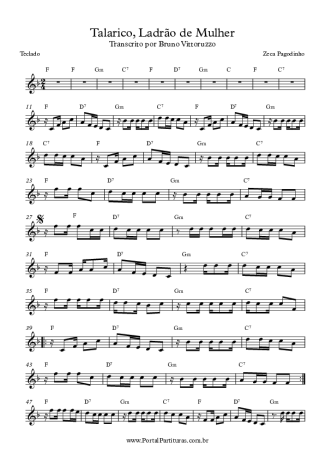 Zeca Pagodinho Talarico, Ladrão de Mulher score for Keyboard