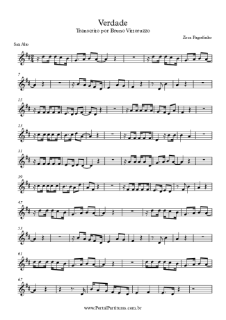 Zeca Pagodinho Verdade score for Alto Saxophone