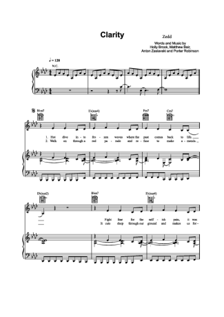 Zedd Clarity Clarity score for Piano