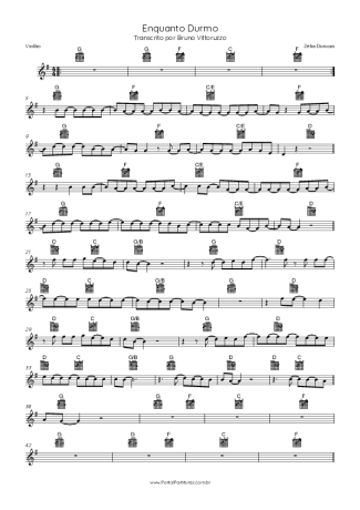 Zélia Duncan Enquanto Durmo score for Acoustic Guitar