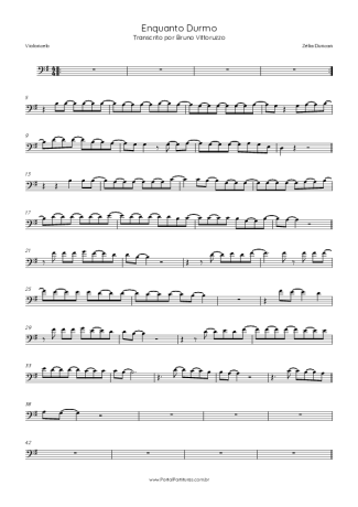 Zélia Duncan Enquanto Durmo score for Cello