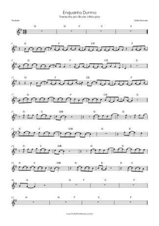 Zélia Duncan Enquanto Durmo score for Keyboard