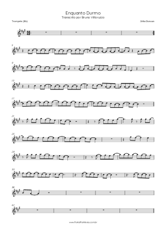 Zélia Duncan Enquanto Durmo score for Trumpet