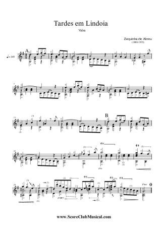 Zequinha de Abreu Tardes em Lindóia (Valsa) score for Acoustic Guitar
