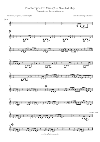 Zezé Di Camargo e Luciano Pra Sempre Em Mim score for Clarinet (Bb)