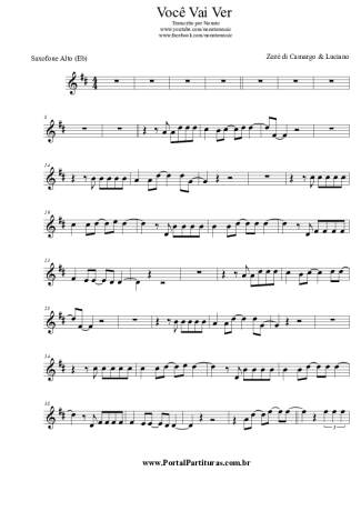 Zezé Di Camargo e Luciano Você Vai Ver score for Alto Saxophone