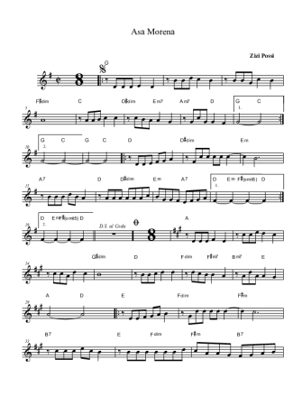 Zizi Possi Asa Morena score for Alto Saxophone
