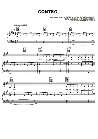 Zoe Wees Control score for Piano